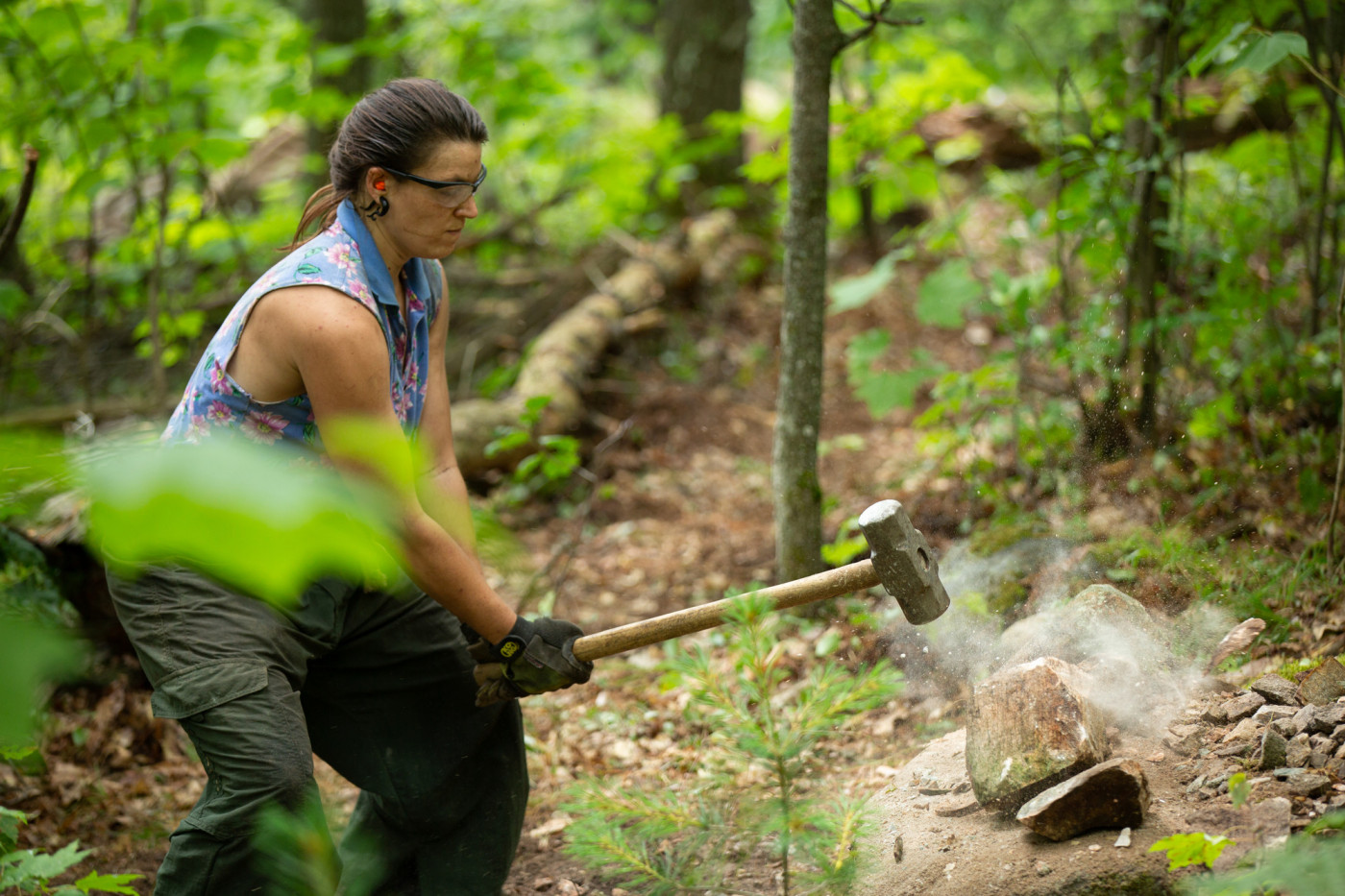 Two-Scent works the makeshift stone quarry on Poke-O-Moonshine.