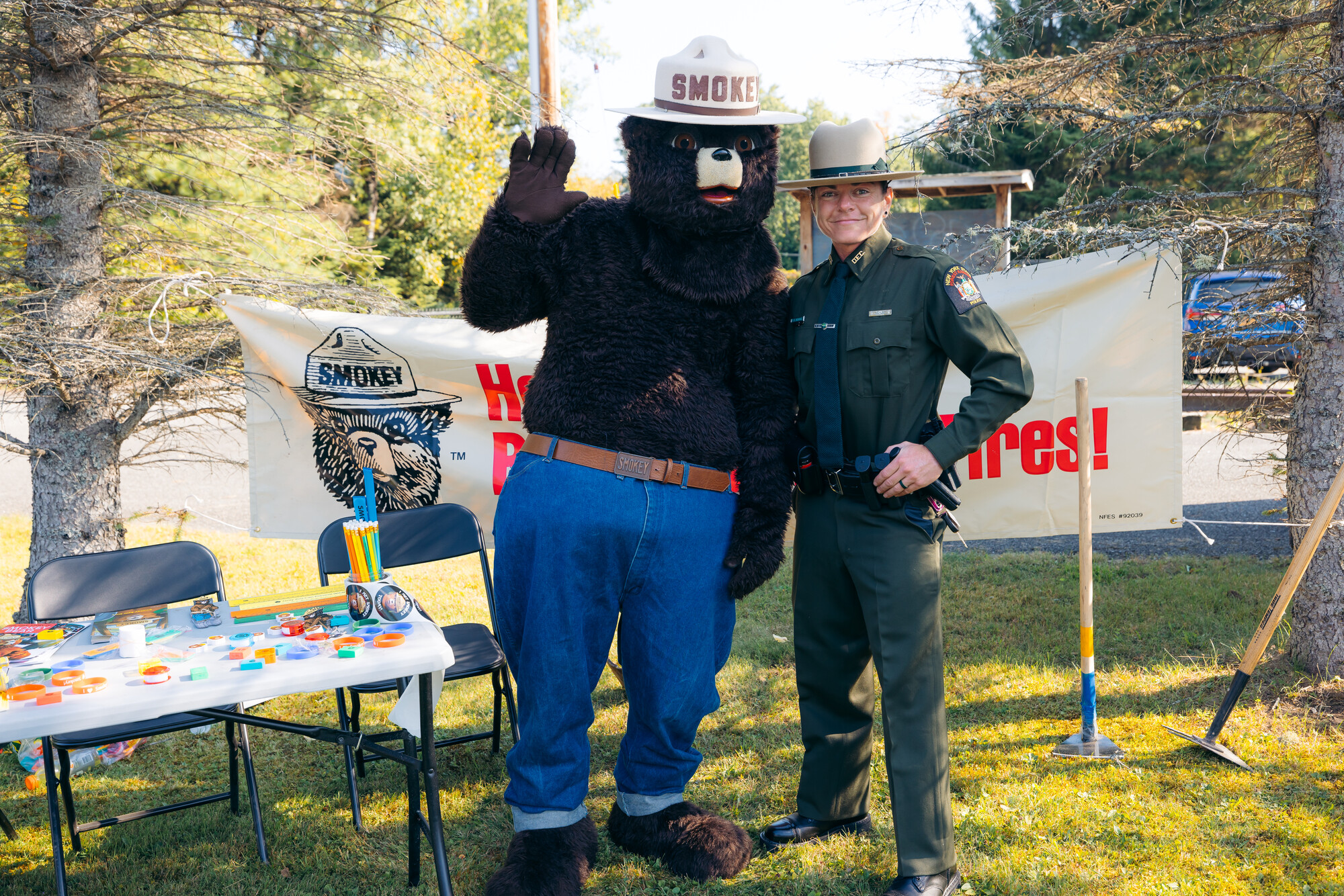 Smokey the Bear with a ranger