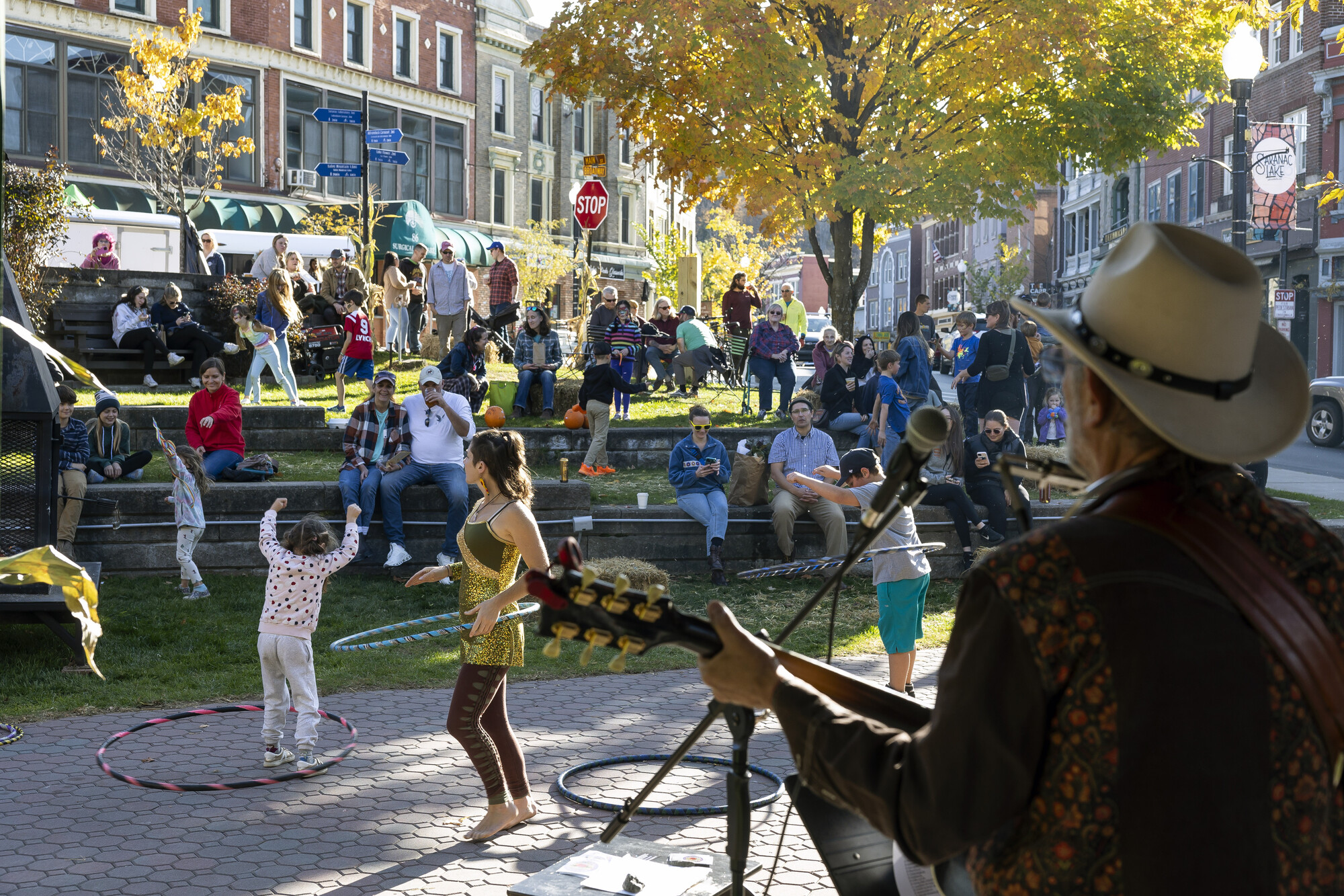 A music event at a tiered green space
