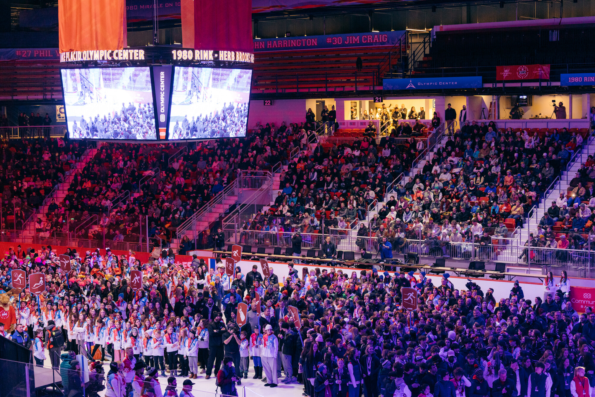 A filled ice rink for an event