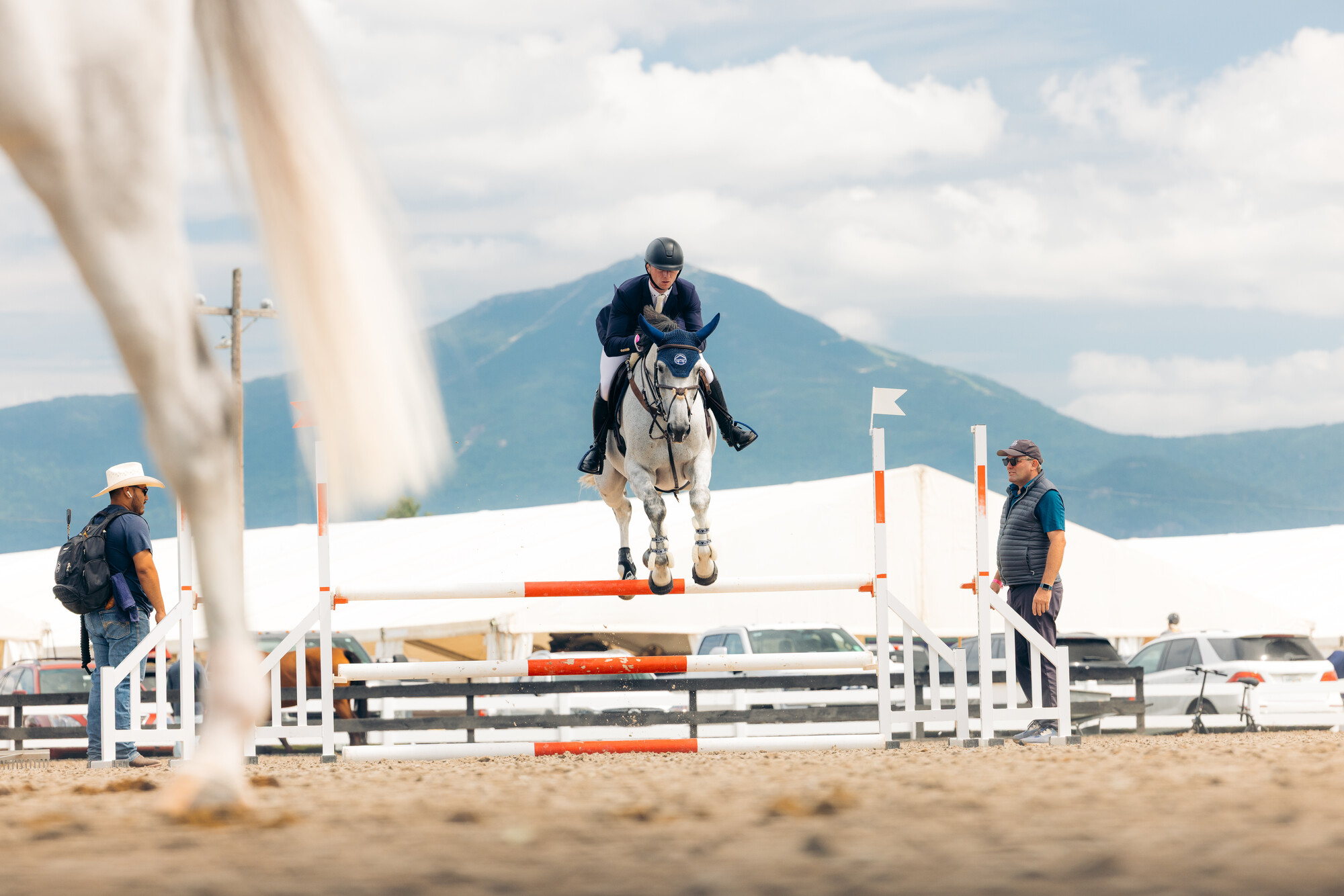 A rider on a horse at a horse show
