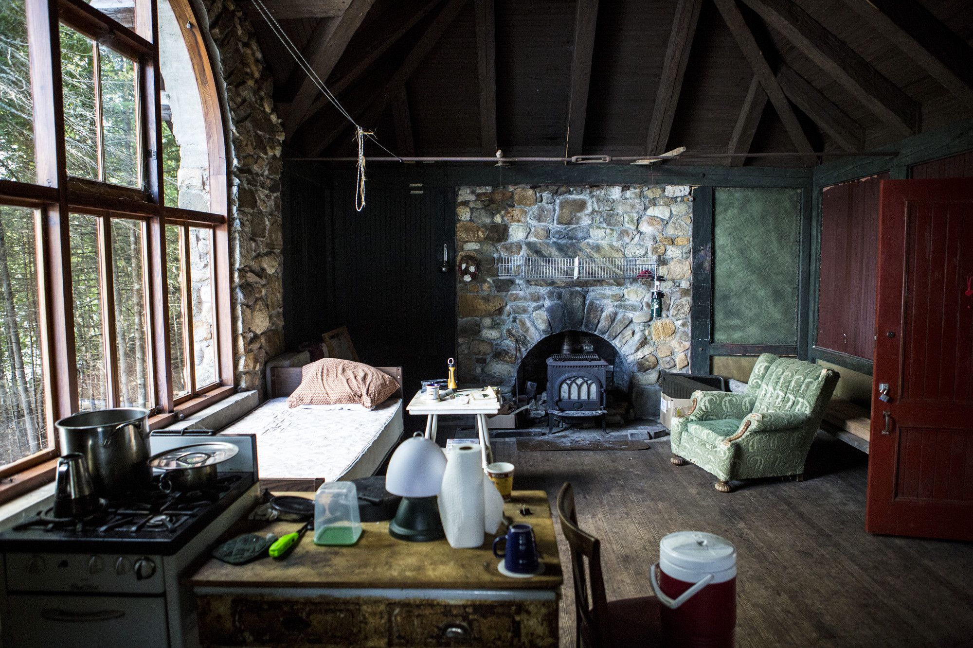 Inside an old cabin