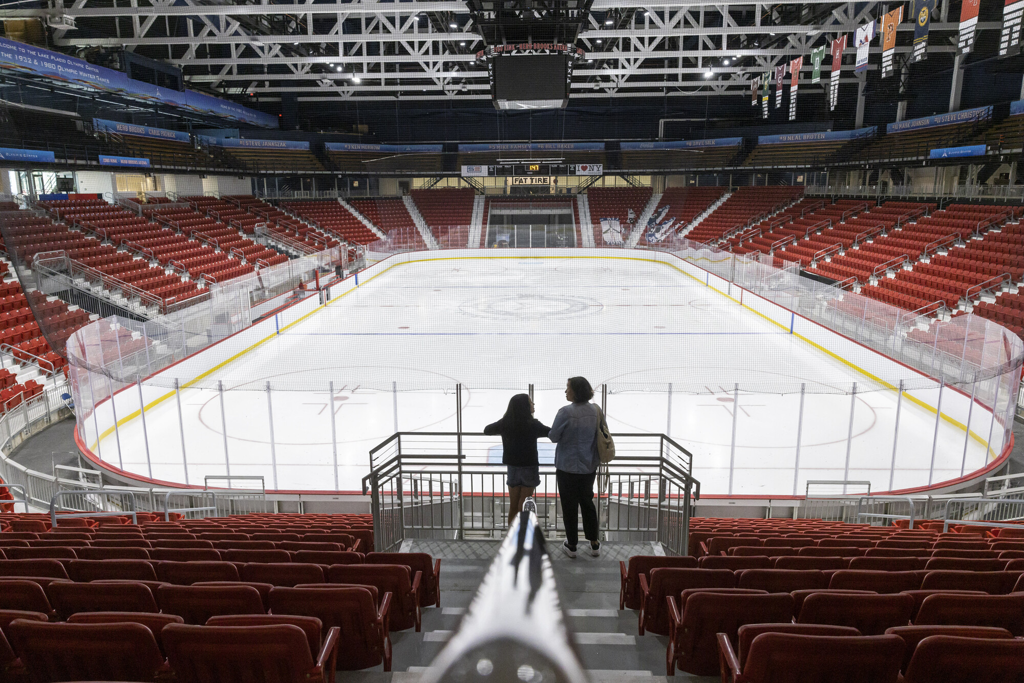 A mother and daughter at Herb Brooks hockey arena