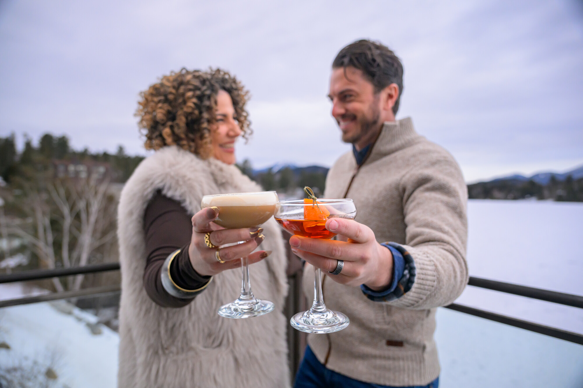 A couple having cocktails