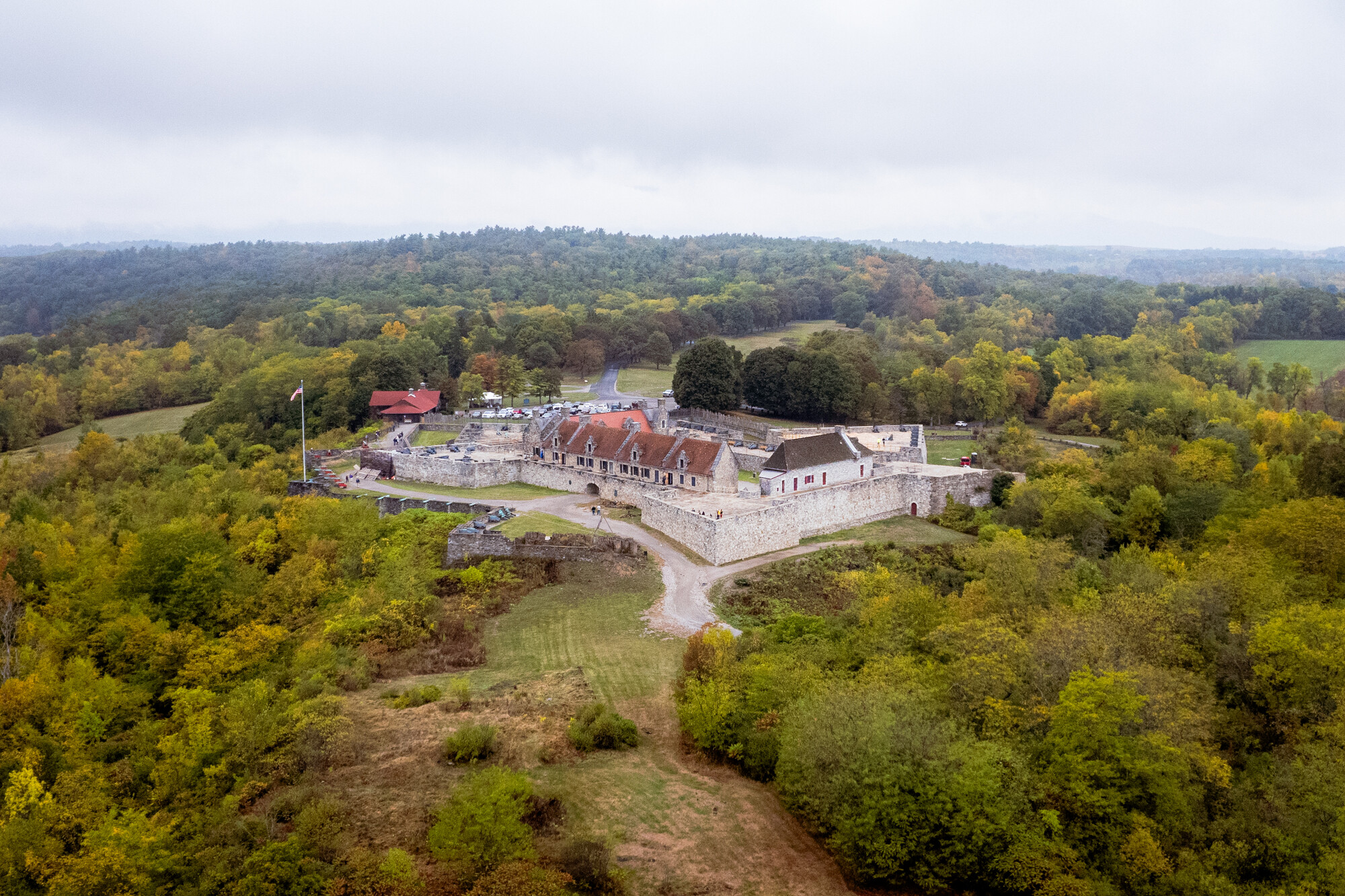 Aerial view of Fort Ticonderoga in the fall