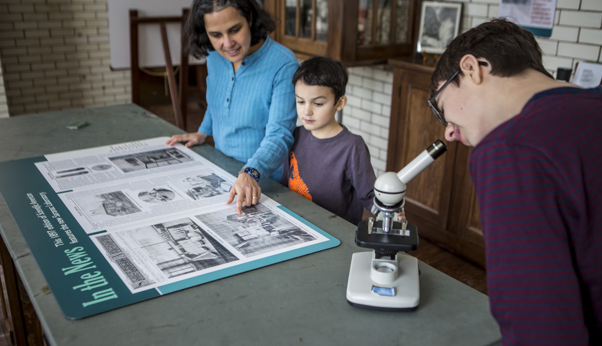 A family at the Saranac Laboratory Museum