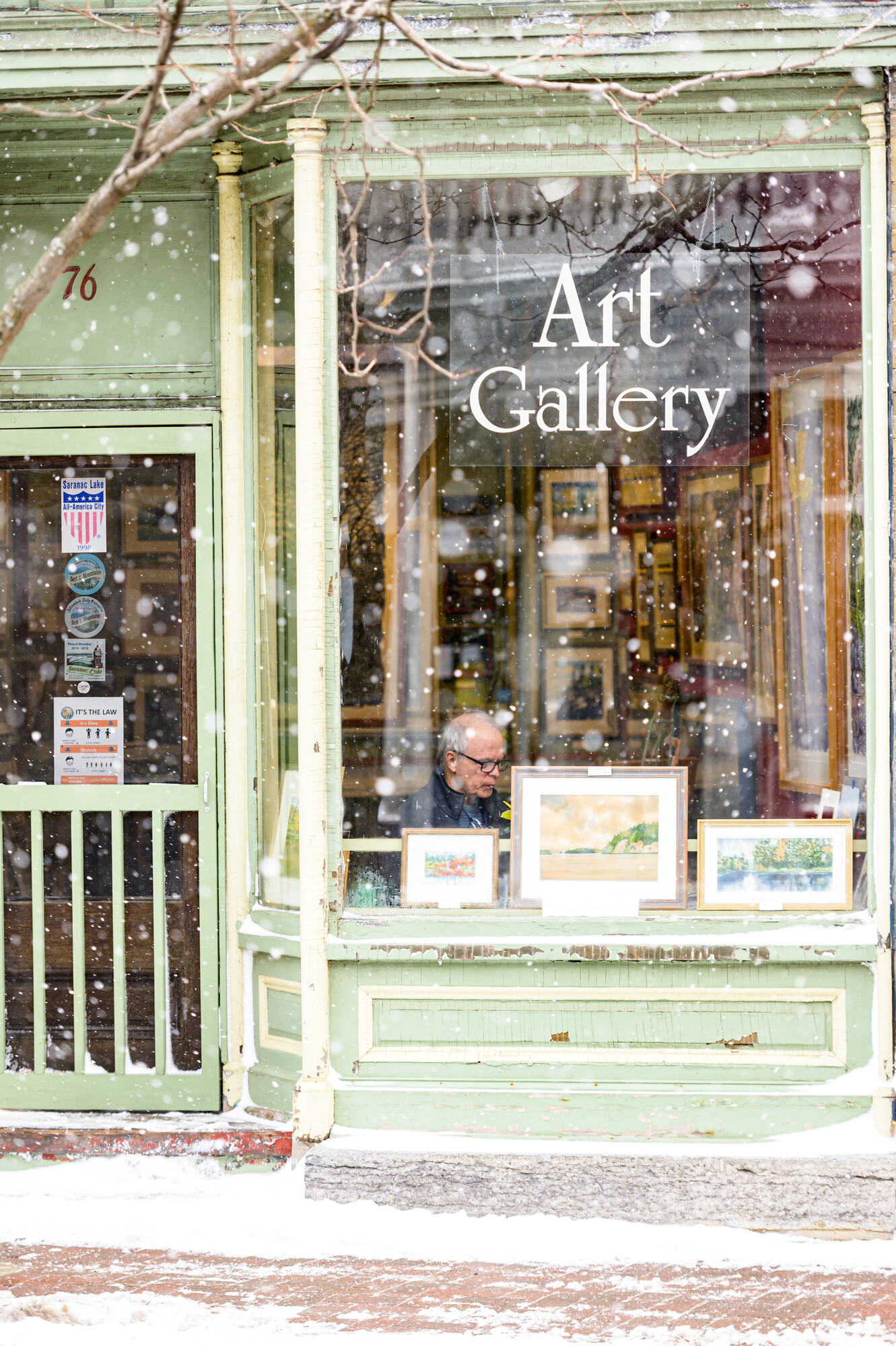 An art gallery in the winter