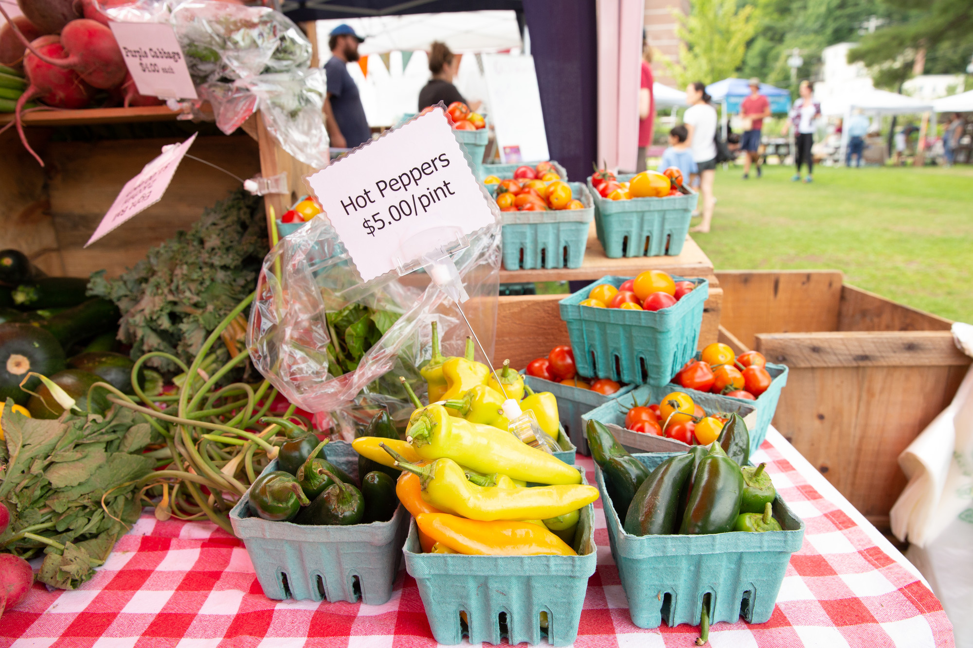 A bunch of veggies at a farmers' market