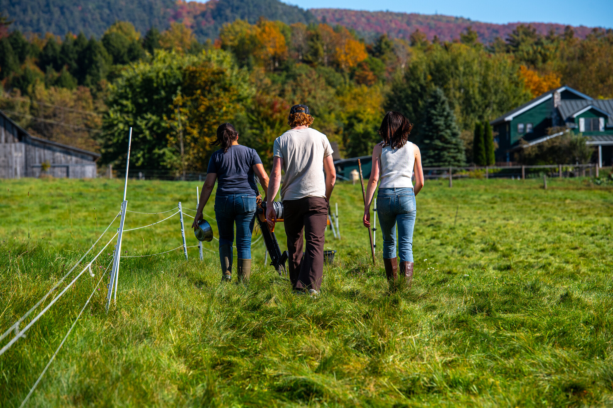 People touring a working farm