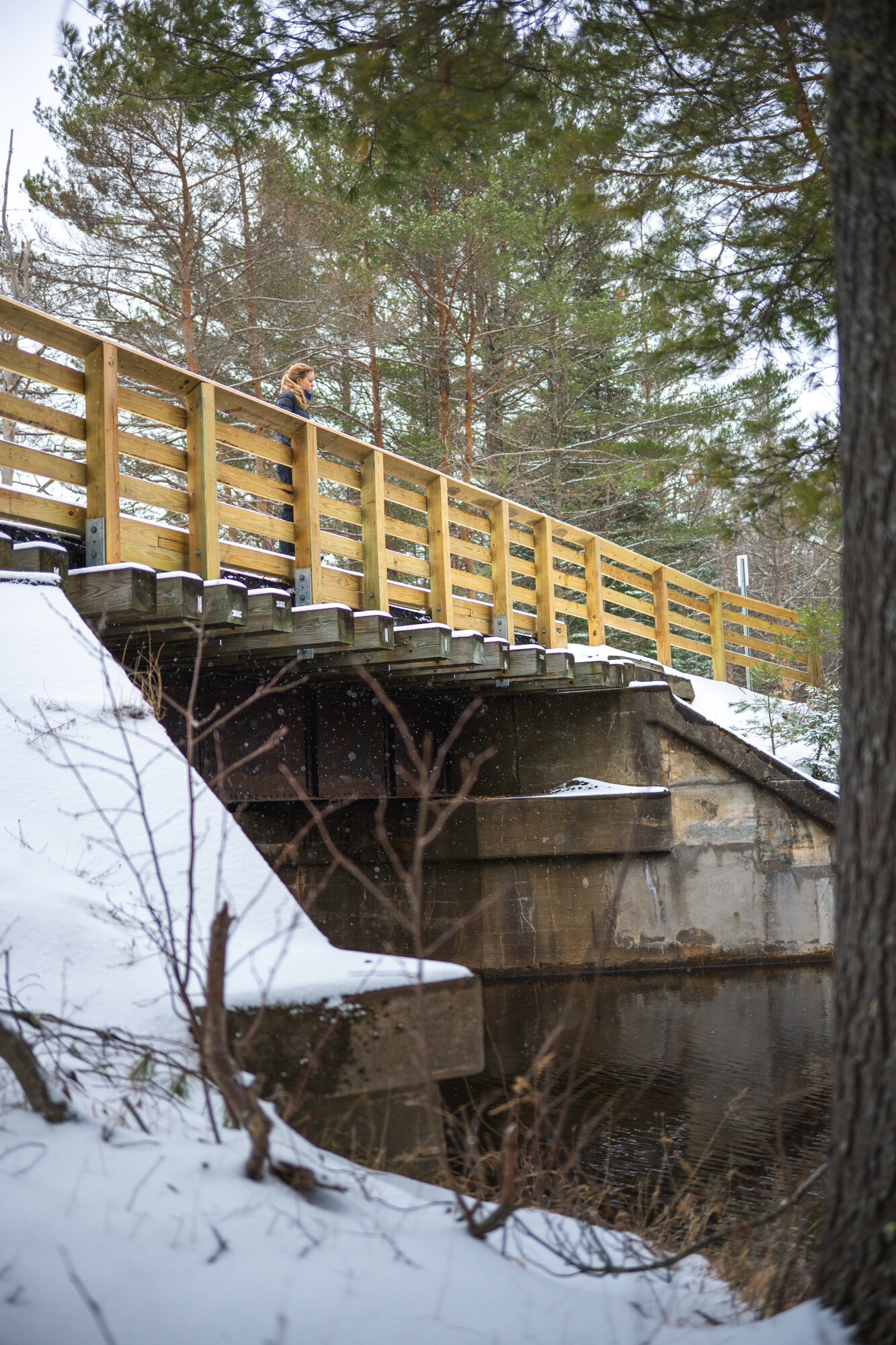 Woman on the Rail Trail in the winter