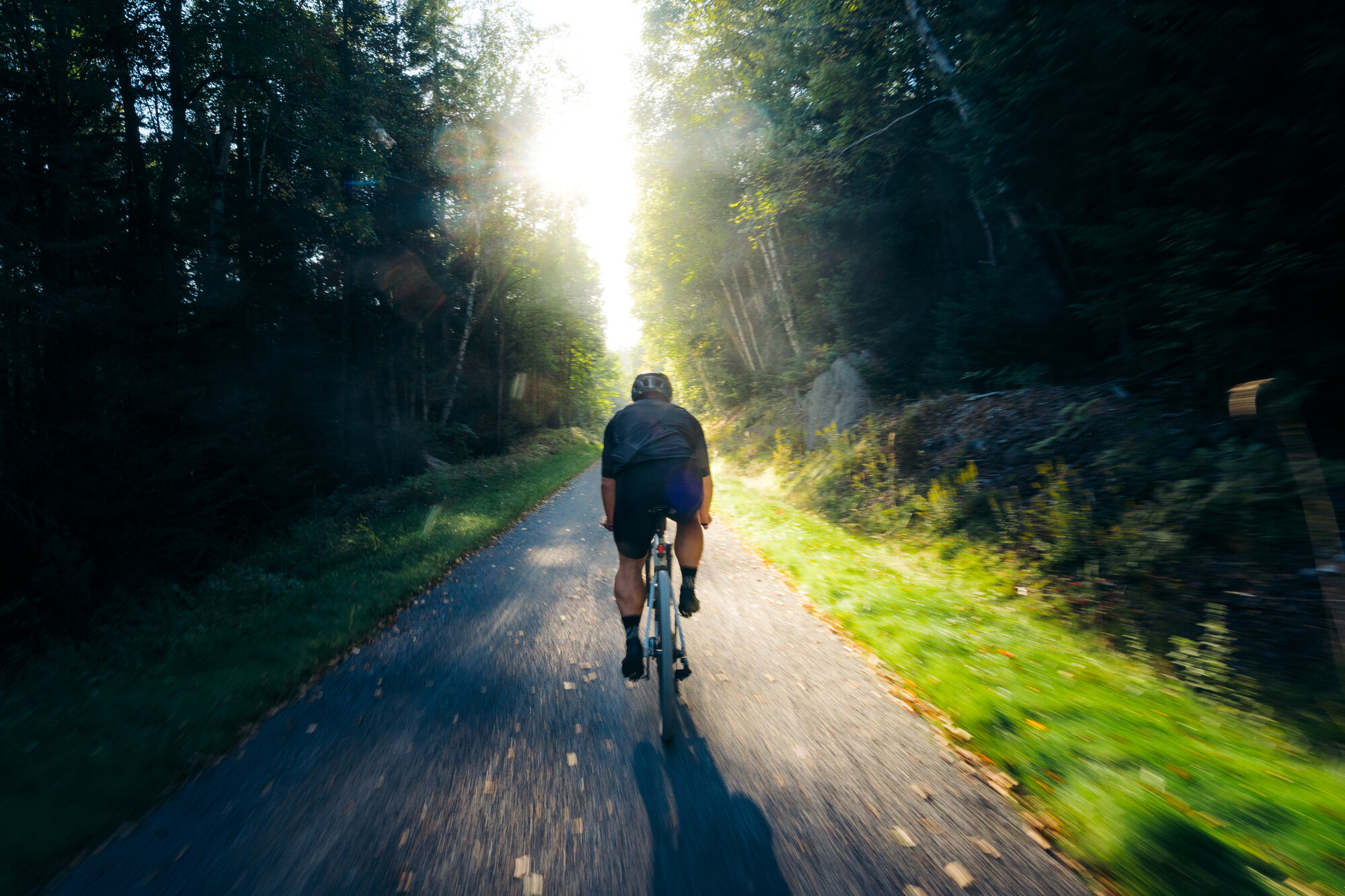 Biking on the Adirondack Rail Trail.