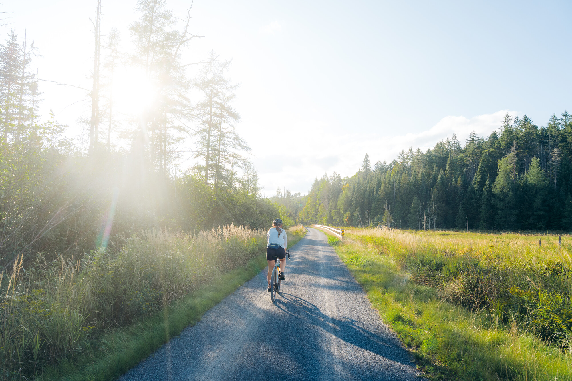 Biking the Adirondack Rail Trail.