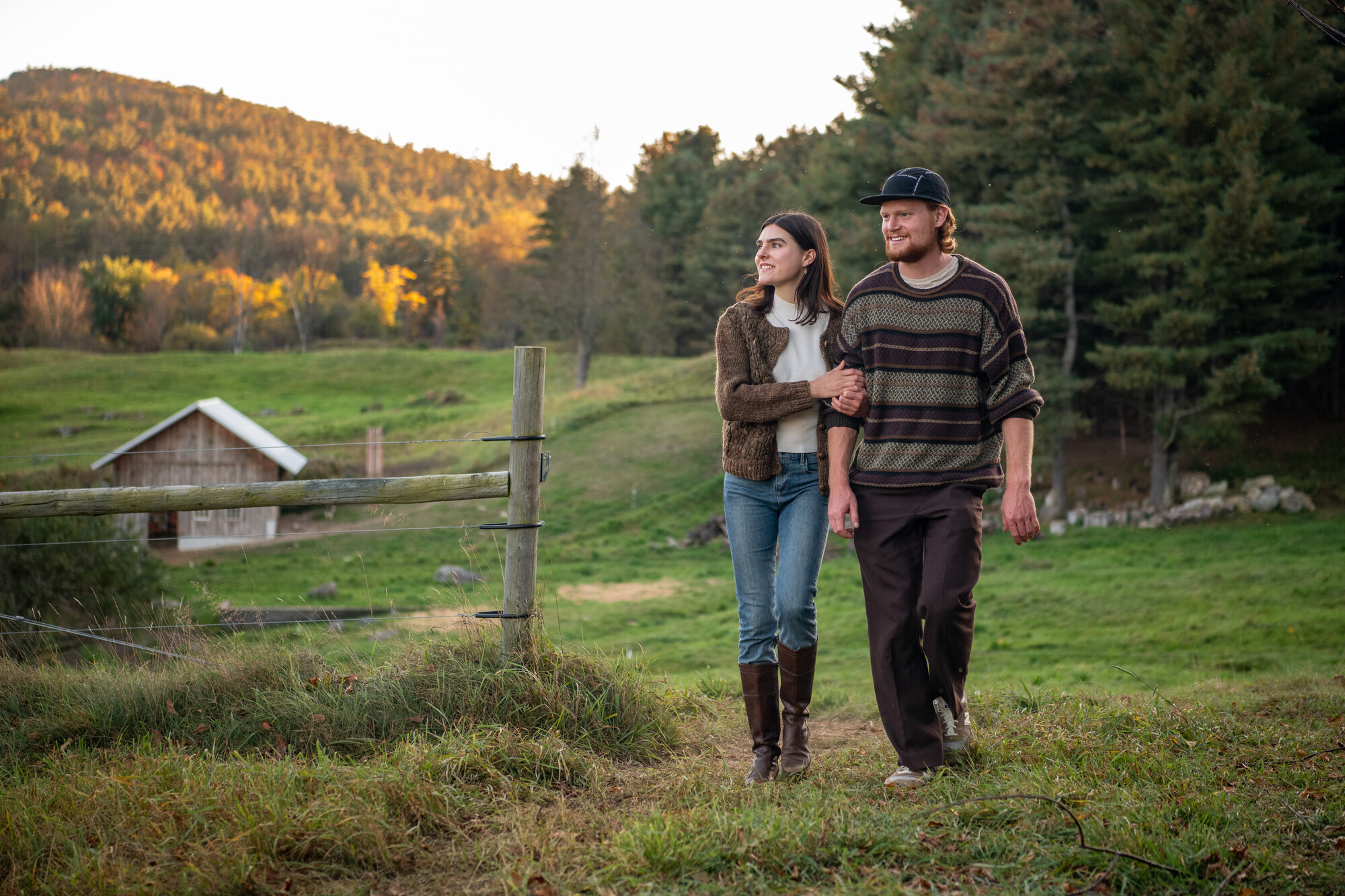 A couple at an Adirondack farm.