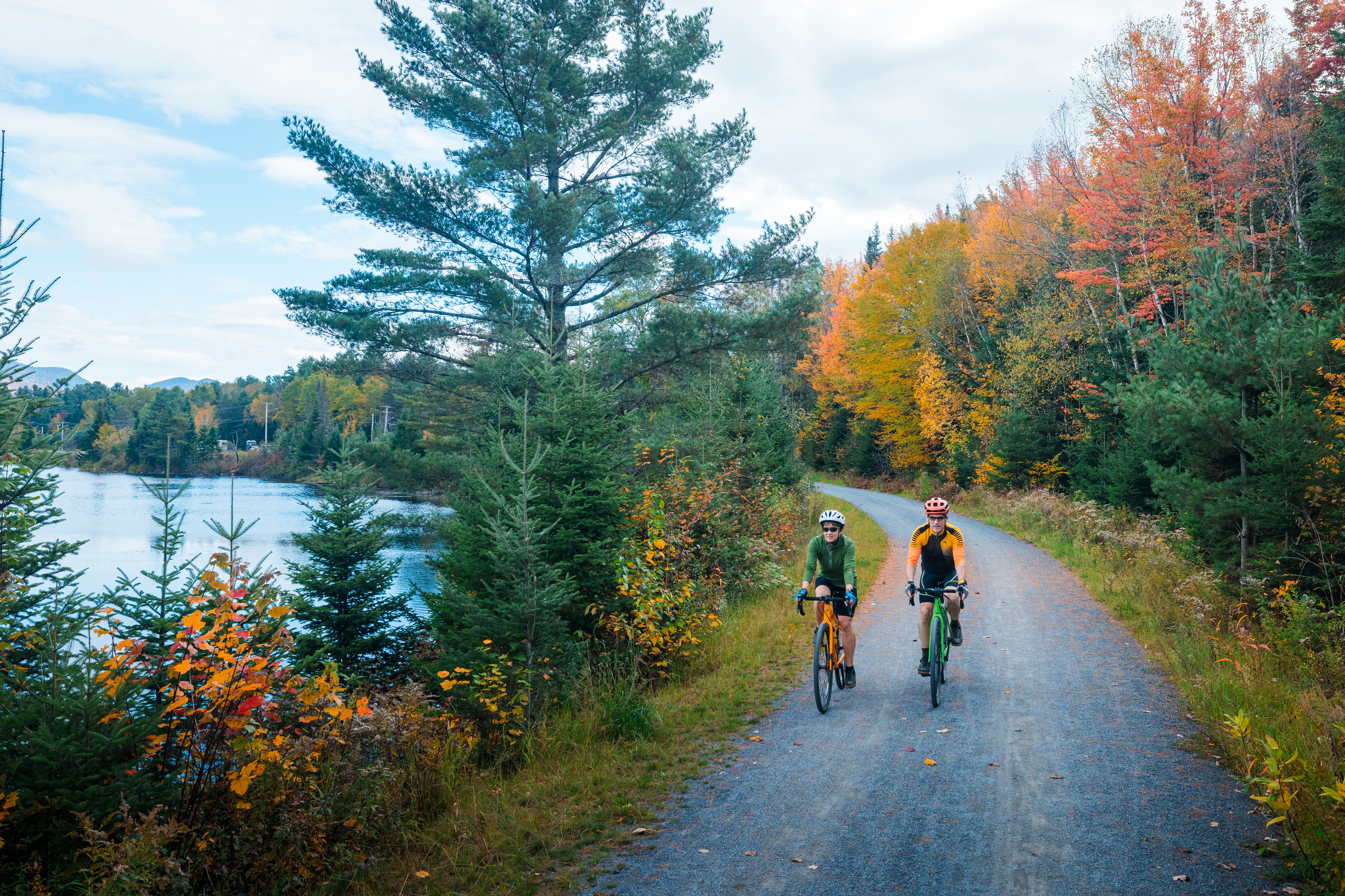 Fall biking on the Adirondack Rail Trail.