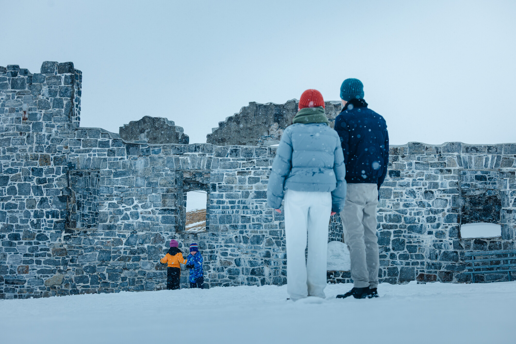 A family at Crown Point Historic State Site.