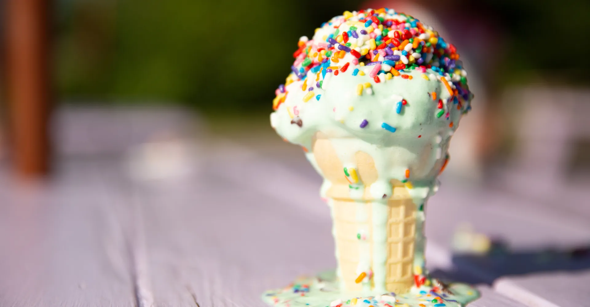 A melting ice cream cone.