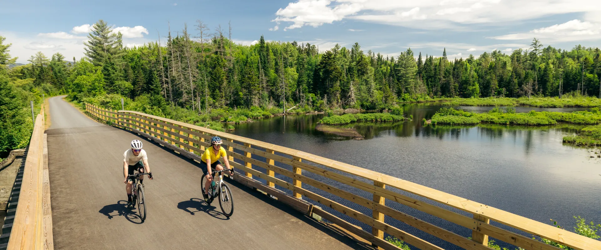 Two bikers on the Adirondack Rail Trail