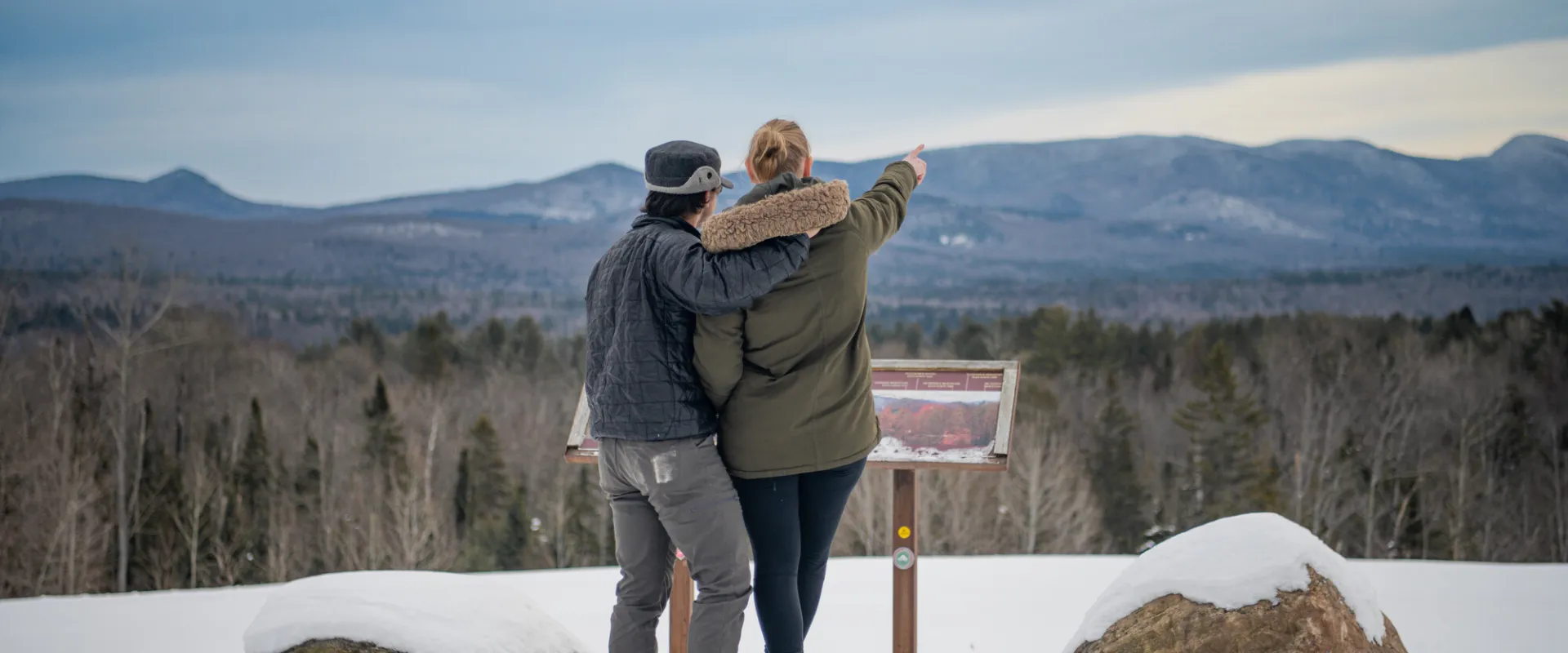 A couple in Indian Lake during the winter.