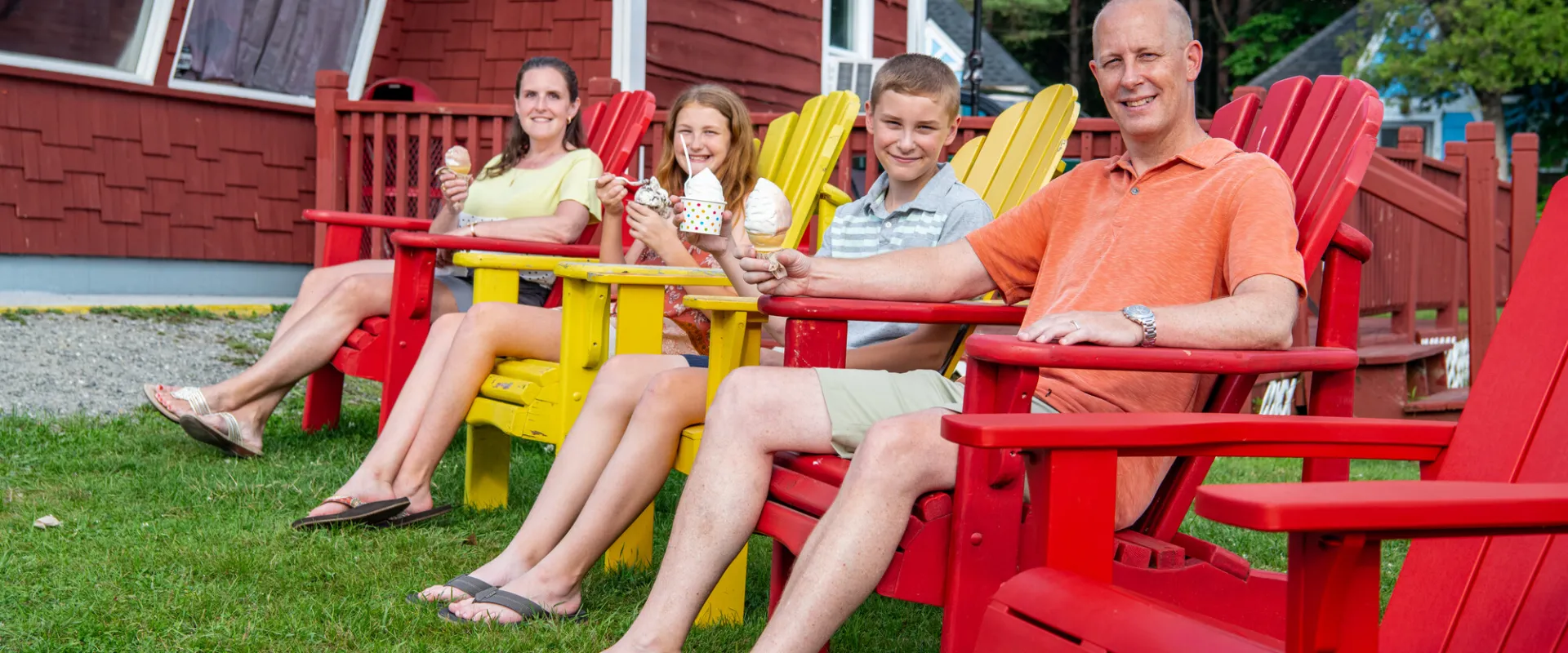 A family eating ice cream