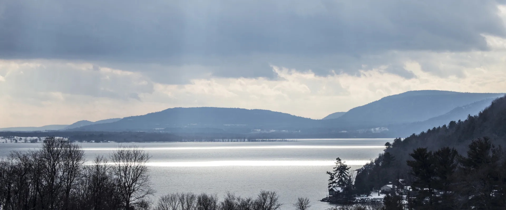 Lake Champlain and Port Henry in the winter.