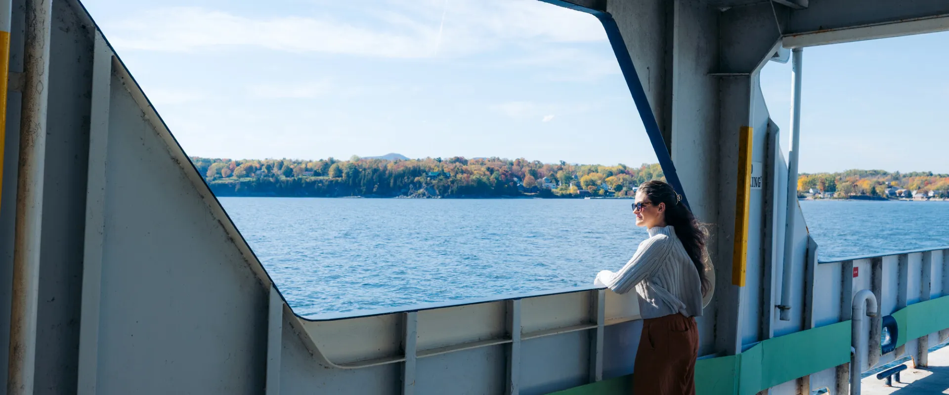 A woman on a ferry