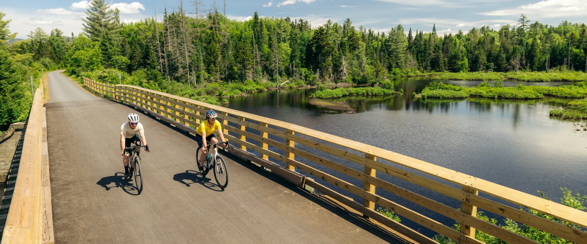 Two cyclists on the Adirondack Rail Trail