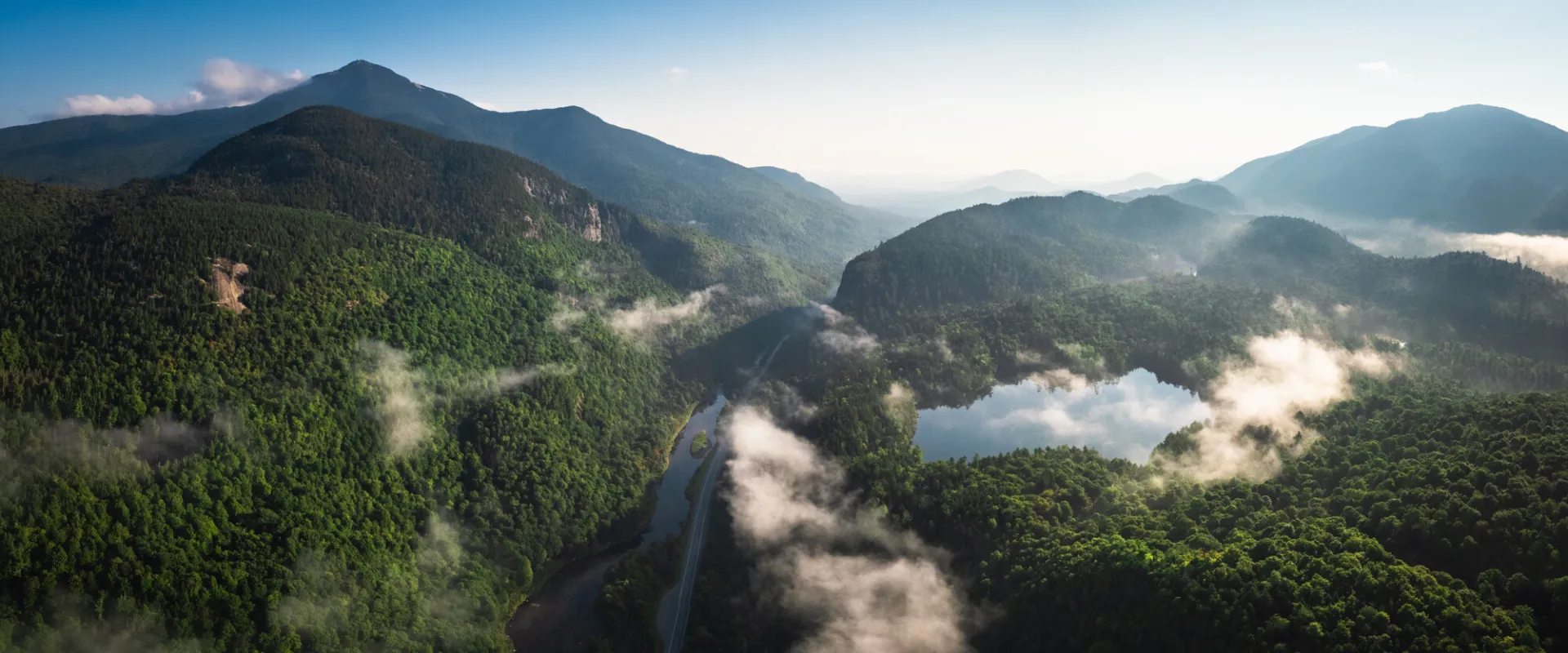 Aerial of Wilmington Notch and Whiteface Mountain