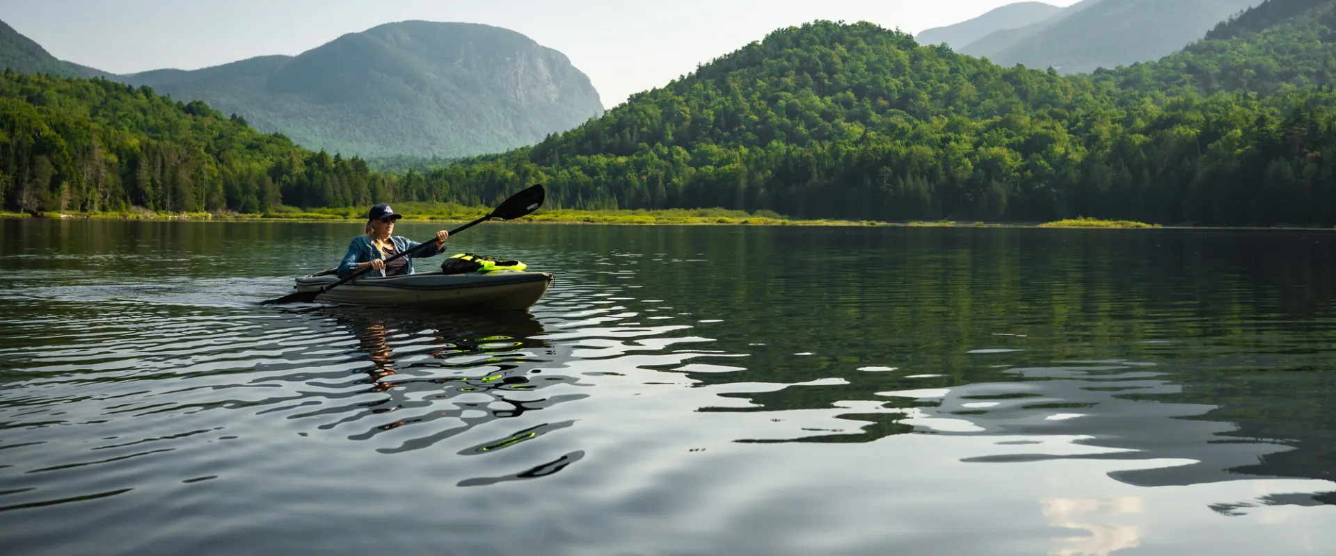 A paddler on Henderson Lake