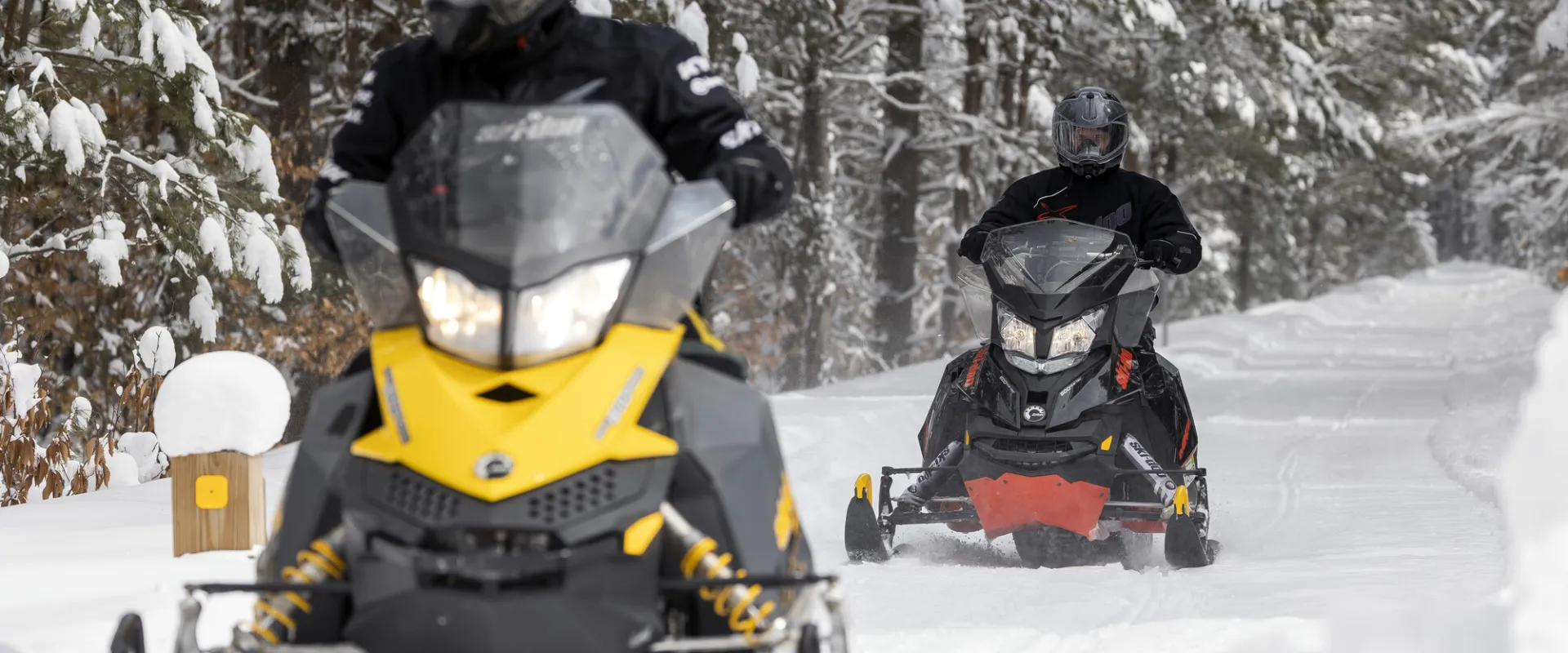 Snowmobiling on the Adirondack Rail Trail.