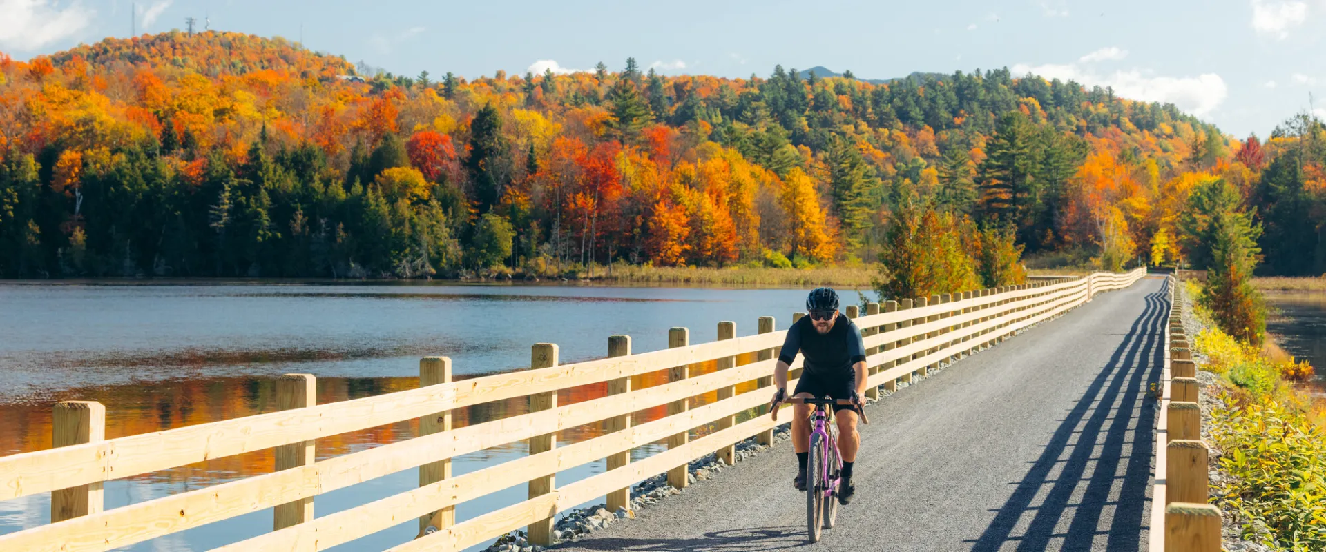 Biking the Rail Trail in the fall.