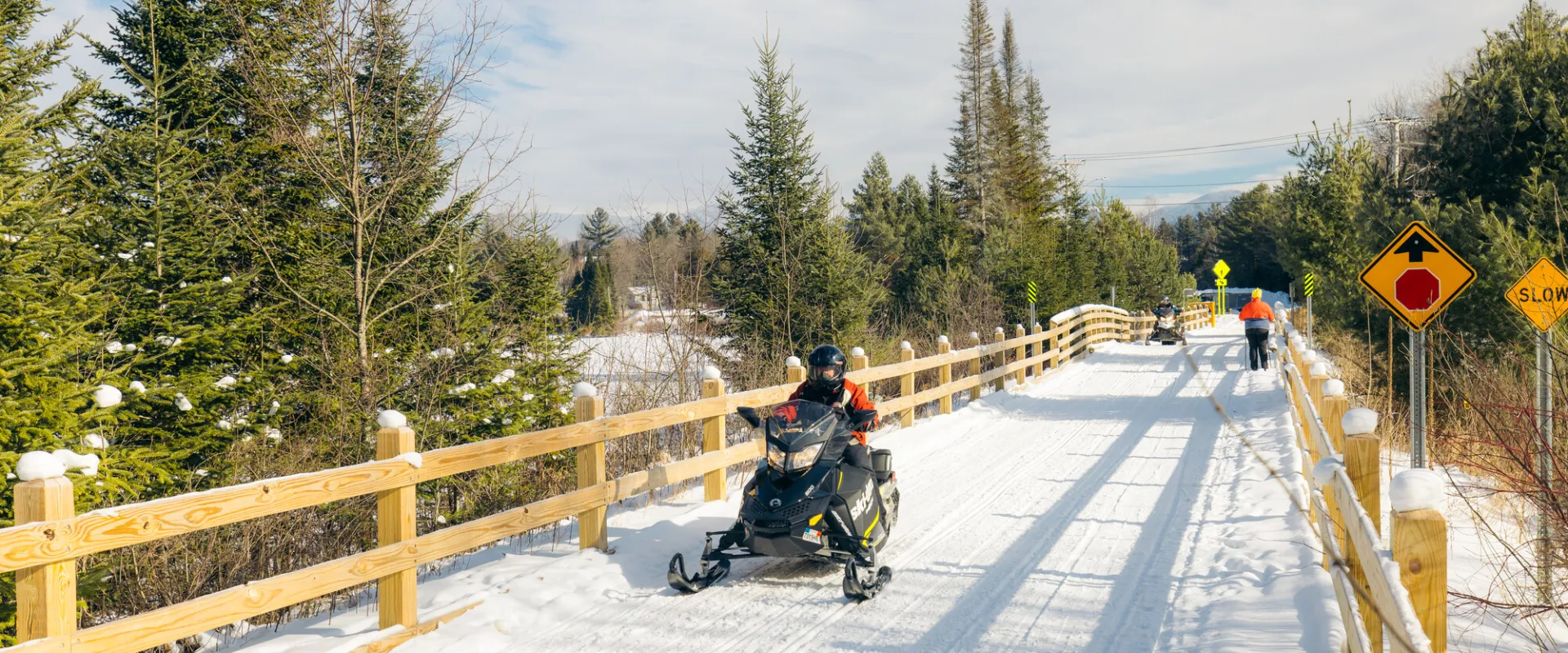 Snowmobiling on the Rail Trail.