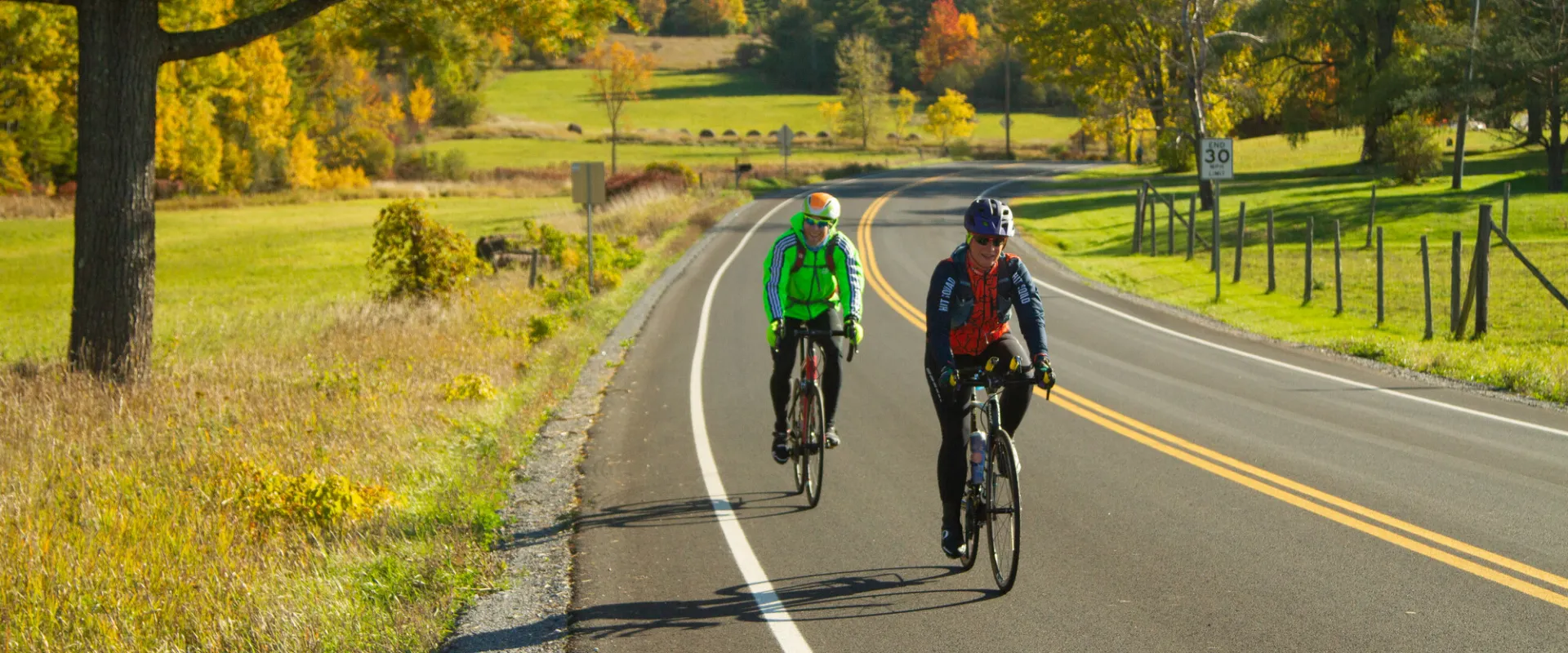 Fall road cycling in the Adirondacks.