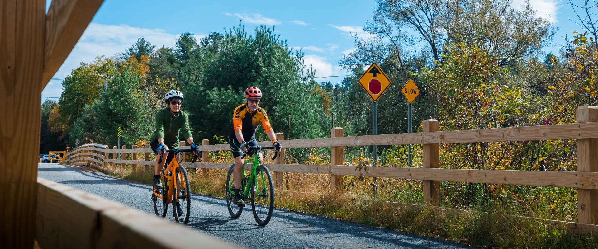 Biking in the fall.