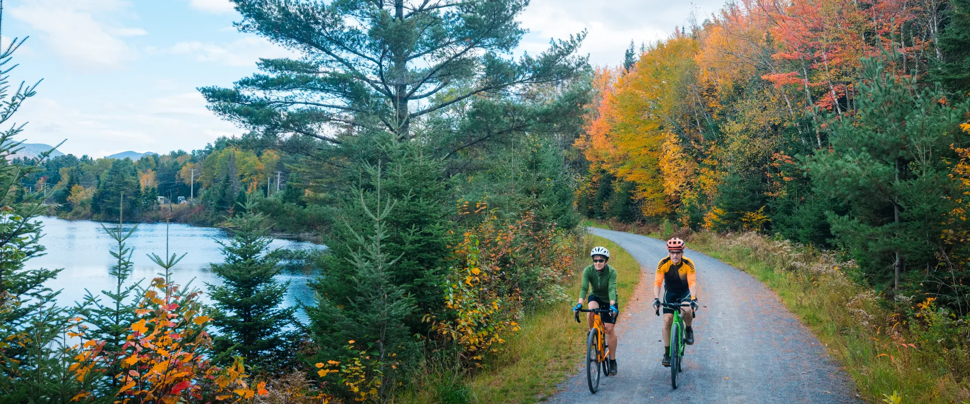 Biking on the Rail Trail in the fall.