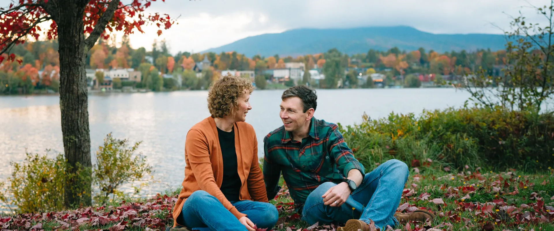 A park in the Adirondacks in the fall.