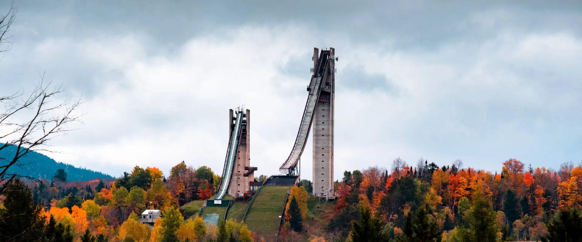 The Lake Placid Ski Jumps in the fall.