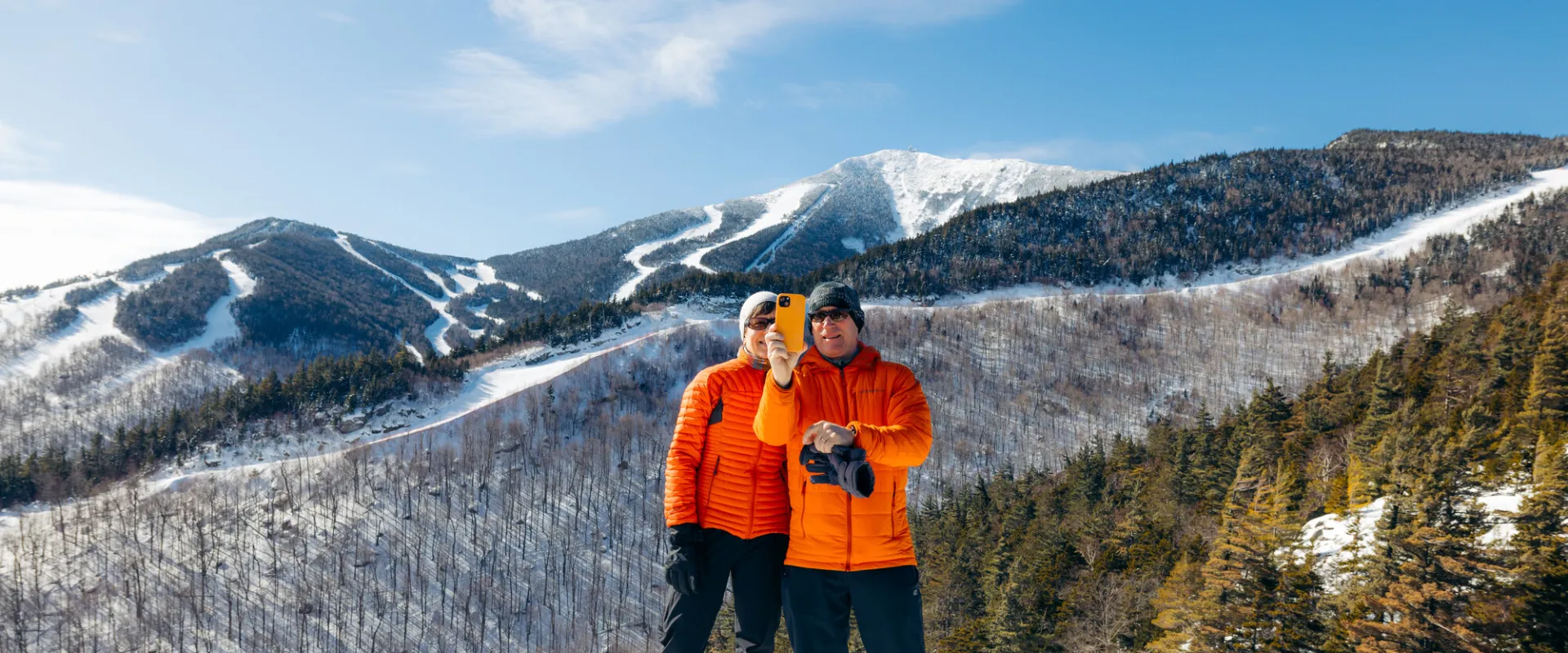 Two snowshoers at Whiteface Mountain.