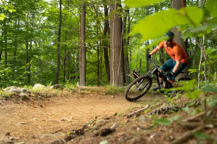 A mountain biker in the Whiteface Region