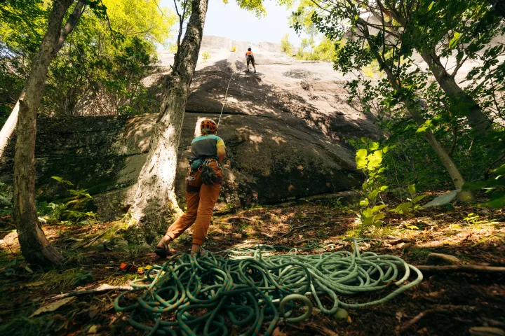Two climbers at a cliff