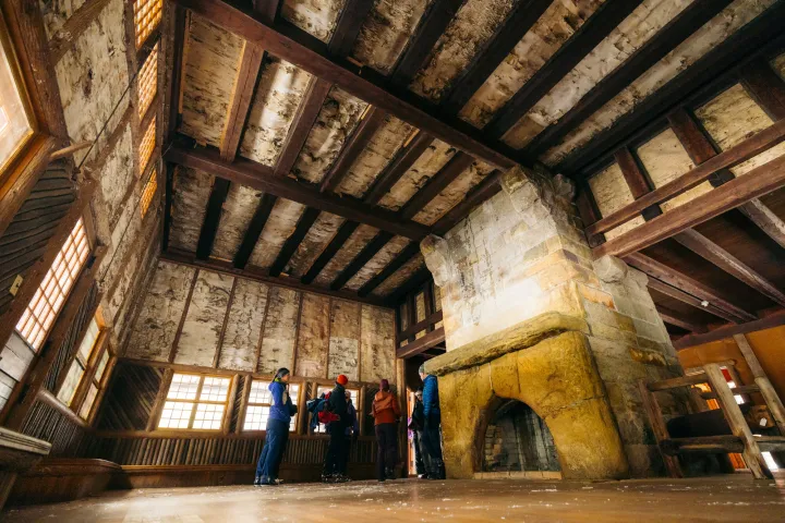 The inside of an Adirondack Great Camp