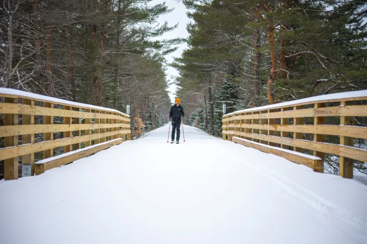 A xc skier on the Rail Trail