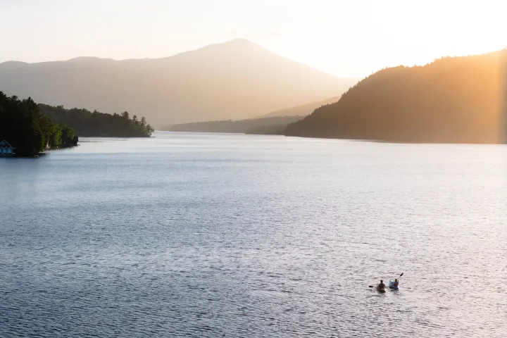 People paddling in Lake Placid