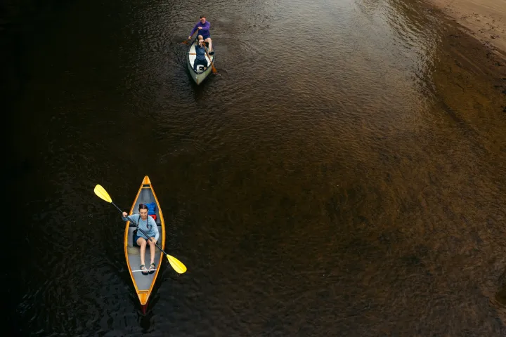 Aerial view of some paddlers