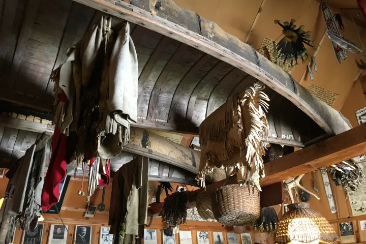 A native American canoe at a museum