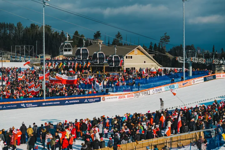 A ski jumping crowd