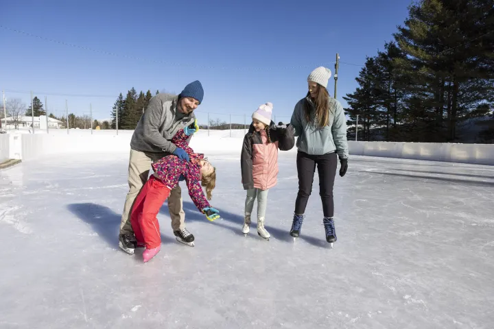A family ice skating