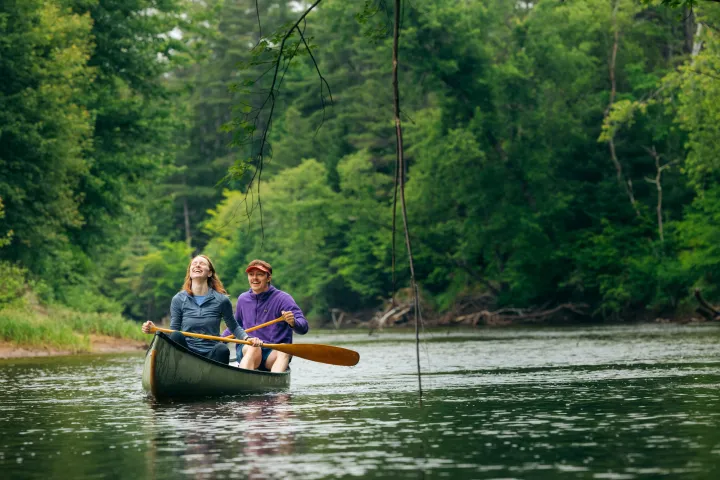 Two people in a canoe