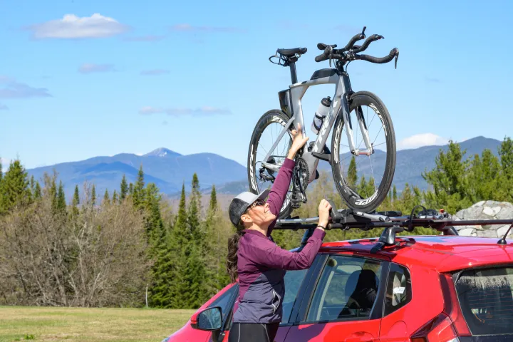 Gearing up to go cycling.