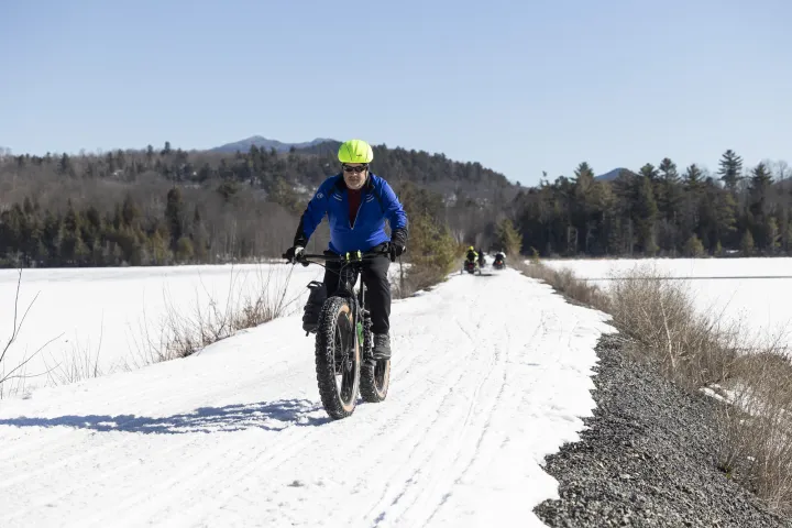 Fat-tire biker on the Rail Trail