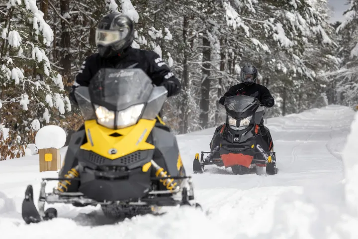 Snowmobilers on the Rail Trail